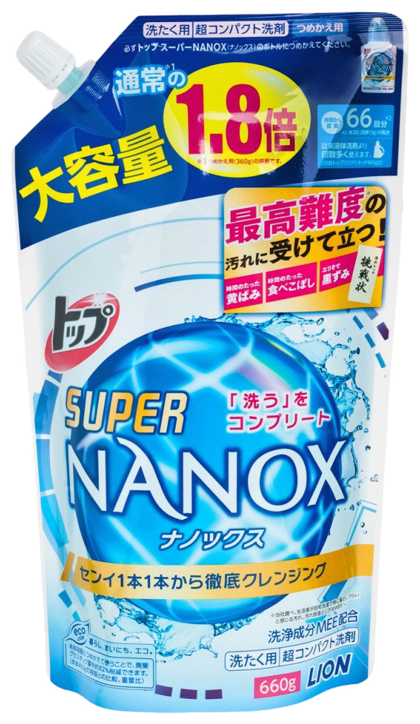 Recambio detergente Lion top super nanox bloque 660 ml