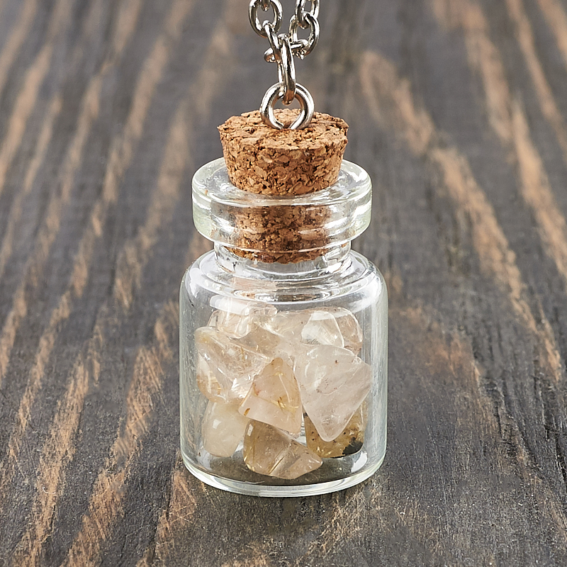 Rutile quartz pendant (bij. alloy) bottle 3 cm