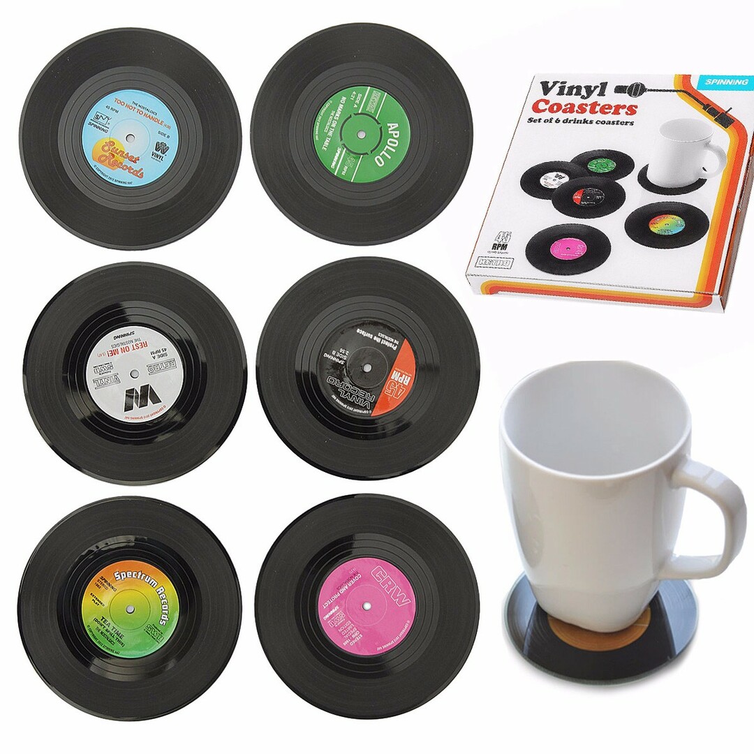 Kus vinylového gramofonu Roller Coaster Hrnek na kávu Držák poháru Retro prostírání