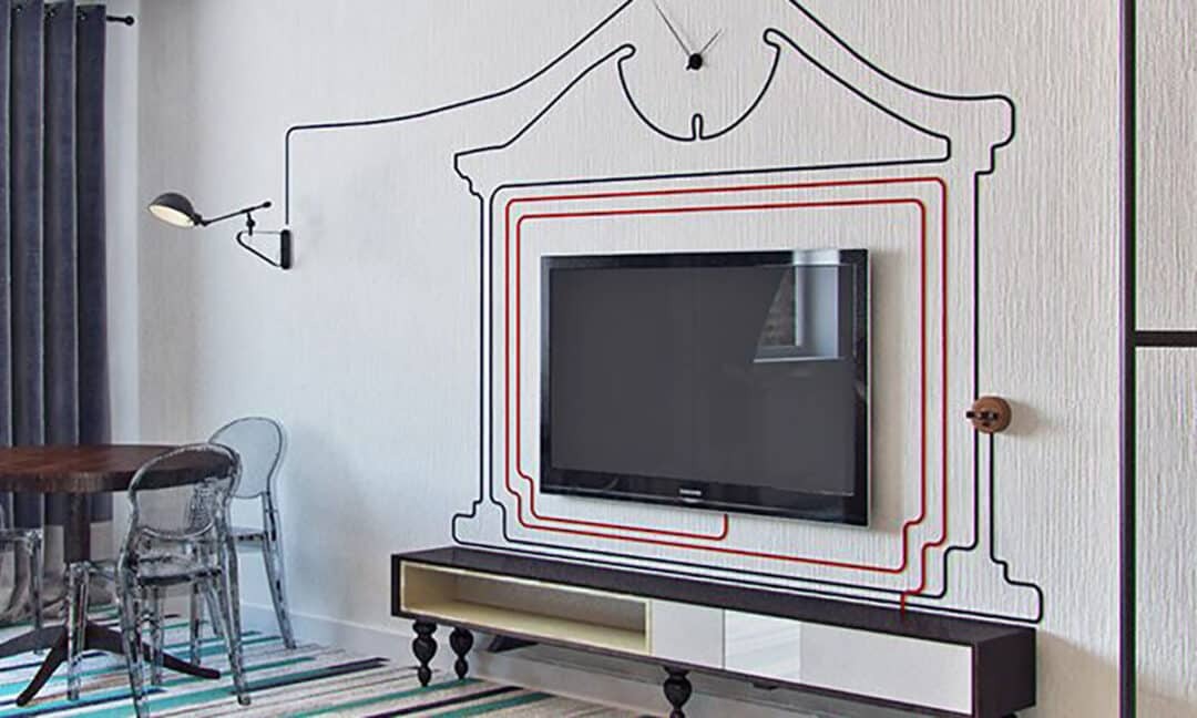 Dekorēšanas vadus no TV pie sienas