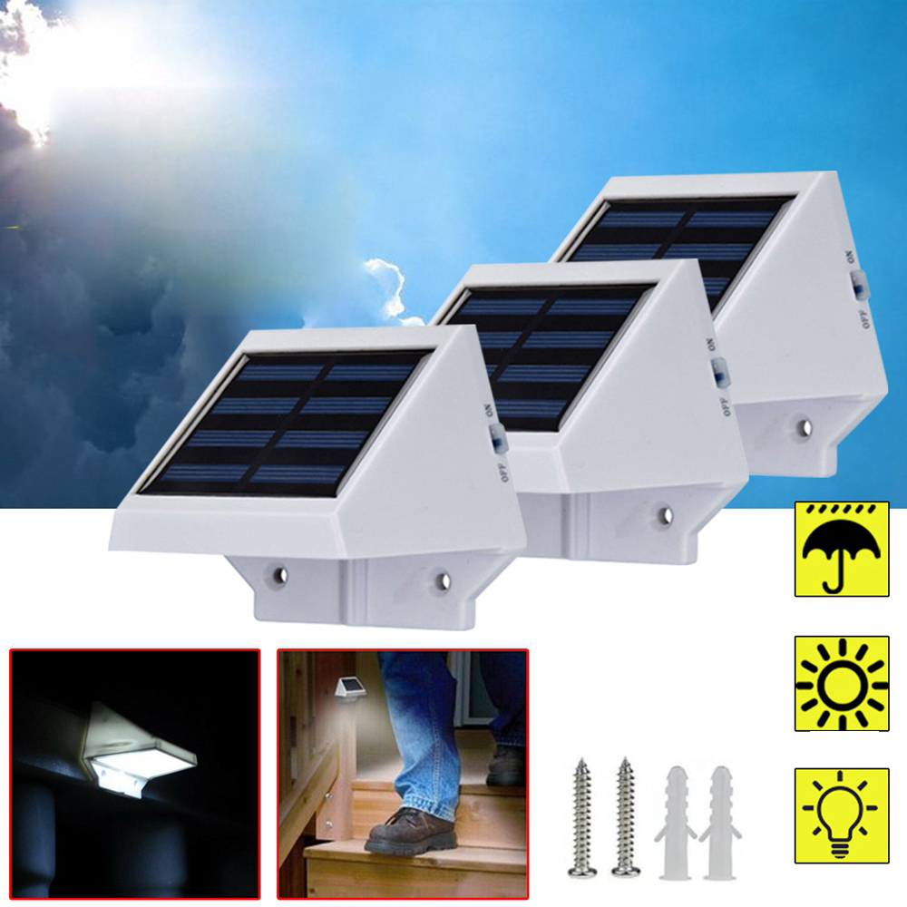 Solar Powered 4 LED Wall Light Outdoor Garden Fence Patio Door Light Lamp
