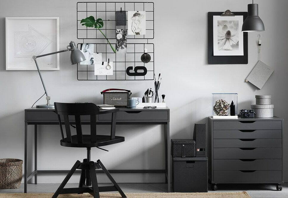 Gray writing desk in the student's room