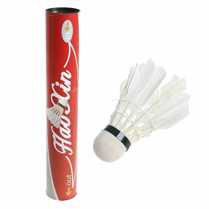 Badminton raketle, tüy 102, tuba, 12 parça set, beyaz