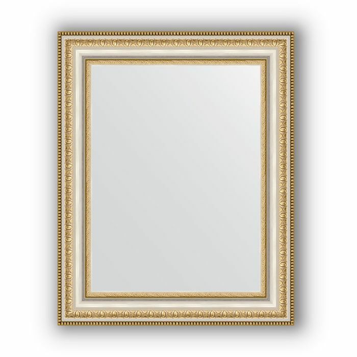 Mirror in a baguette frame - golden beads on silver 60 mm, 41 x 51 cm, Evoform