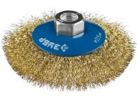 Conical brush for angle grinders, twisted brass-plated steel wire 0.3 mm, 115 mm, М14