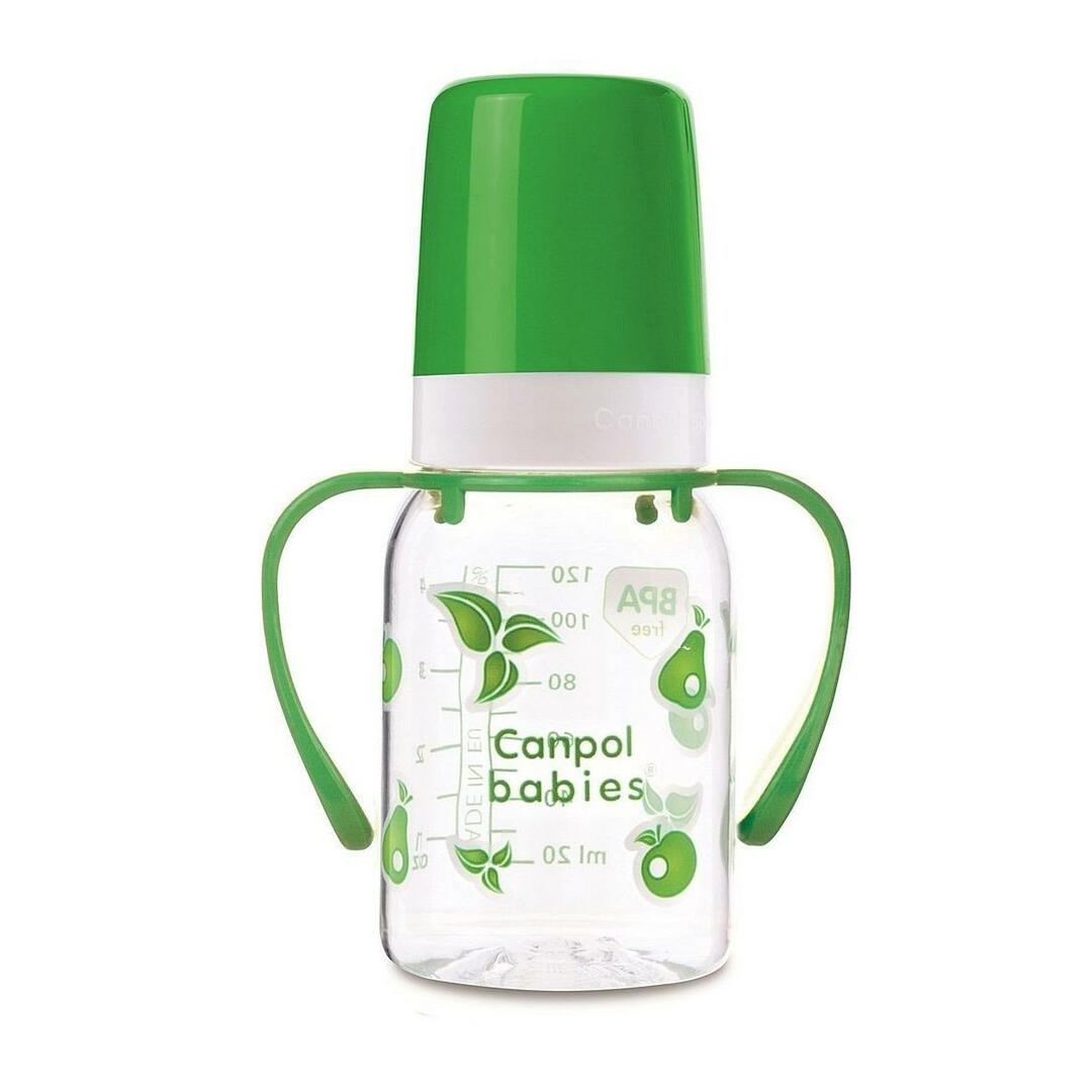Tritan üveg, fogantyúkkal, szilikon mellbimbó, 3+ hónap, 120 ml, 11 / 821prz, zöld