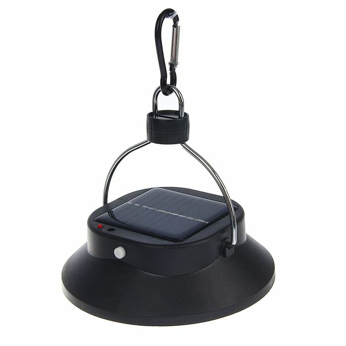 Závěsná lampa, 2 režimy, solární baterie, USB, černá