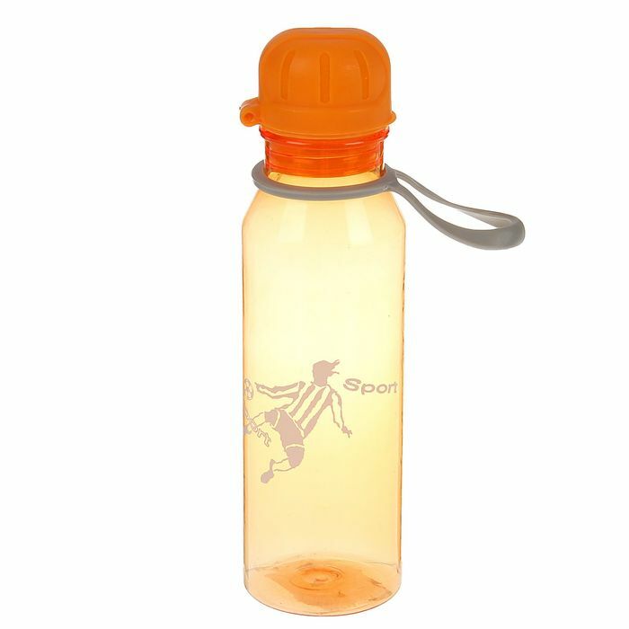 Botella de agua para deportes de fútbol, ​​750 ml, naranja