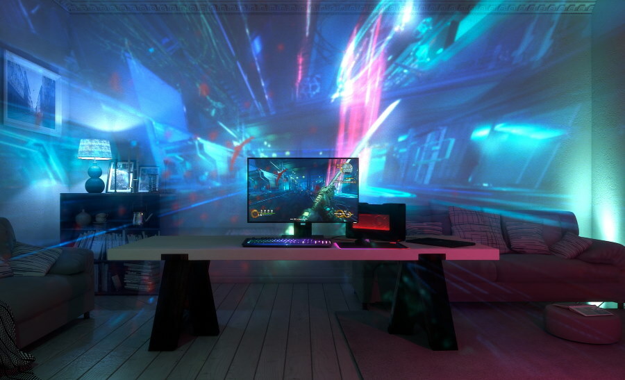 Projektors modernā spēļu telpā