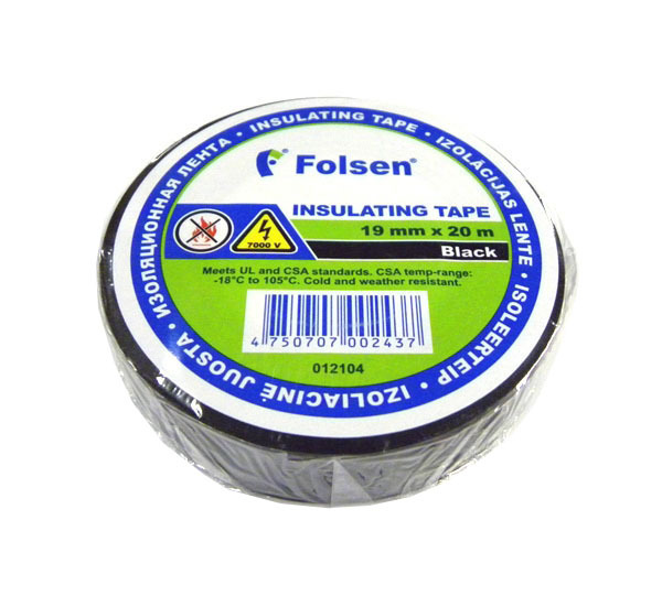 Elektrilint 19 mm * 20 m must (-18 / + 105С) (Folsen) 012104