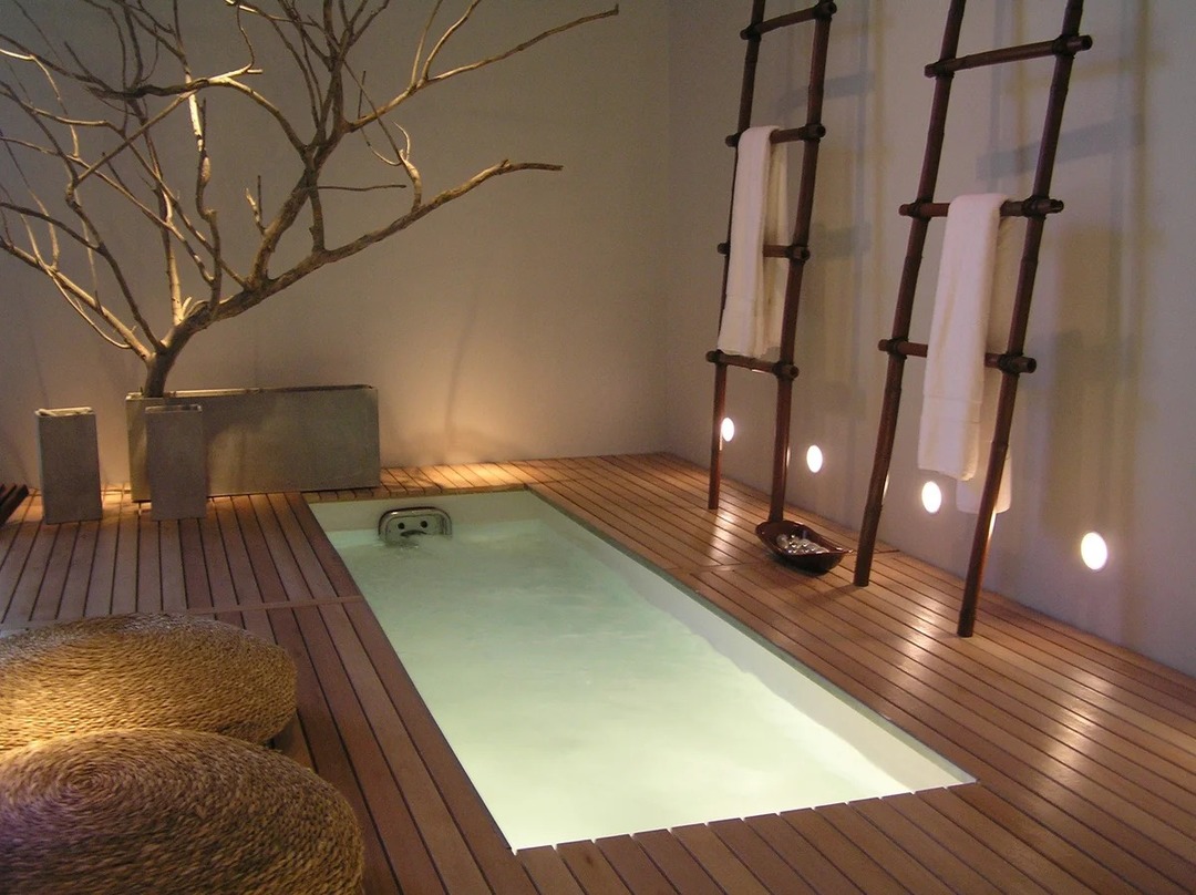 Japansk stil badeværelse design foto