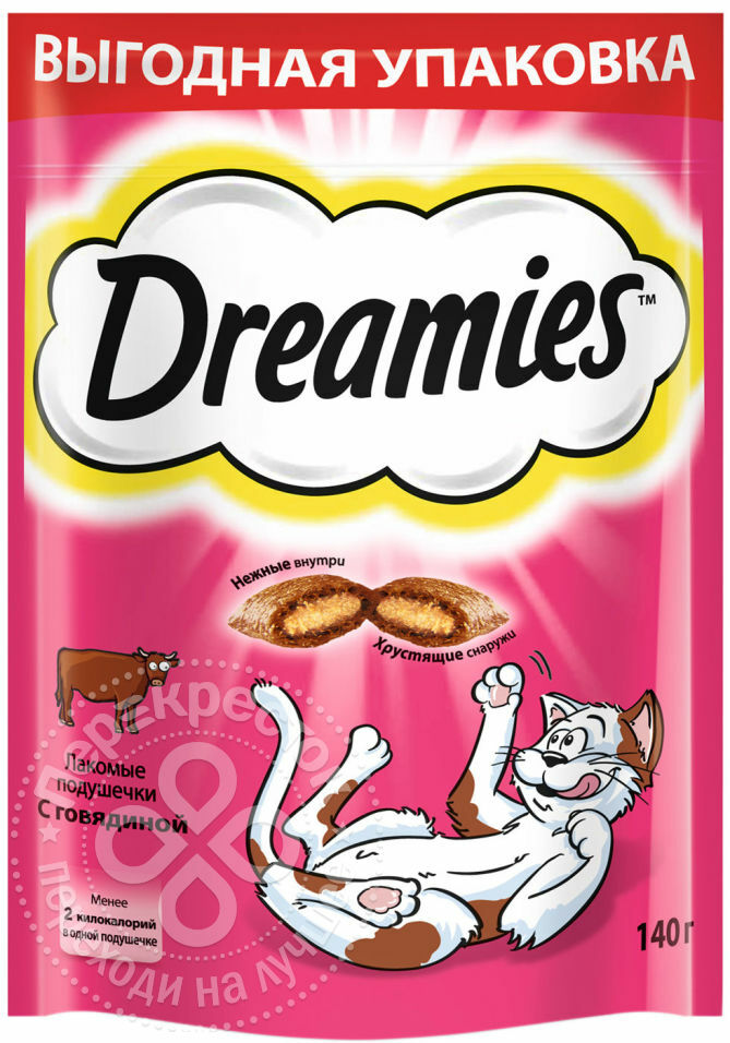 Godbid til katte Dreamies med oksekød 140g