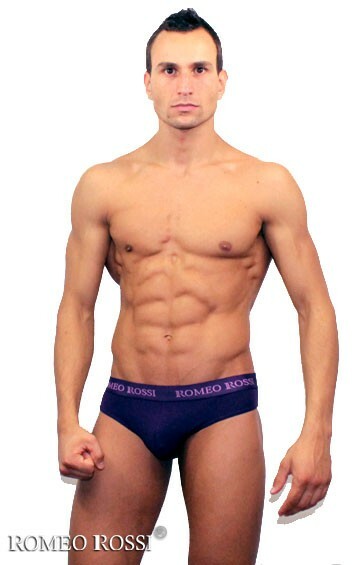 Romeo Rossi Thongs R1006-5 Purple Men's Thong Briefs With Elastic Belt