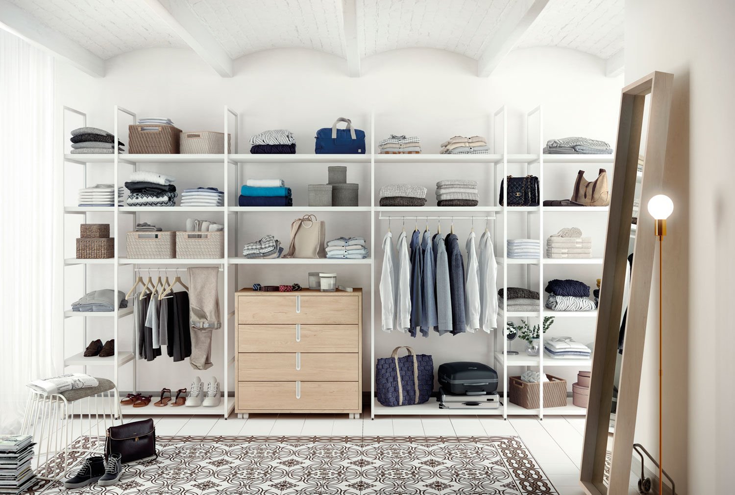 Dressing room: style, ergonomics and accessories in the interior