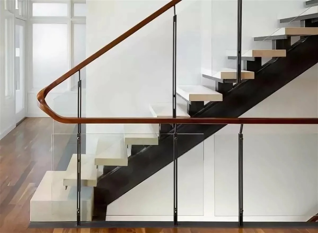 Staircase with plastic handrails