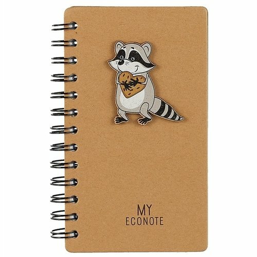 Notebook Raccoon with a cookie (volumetric application) (200 sidor) (11,5x18)