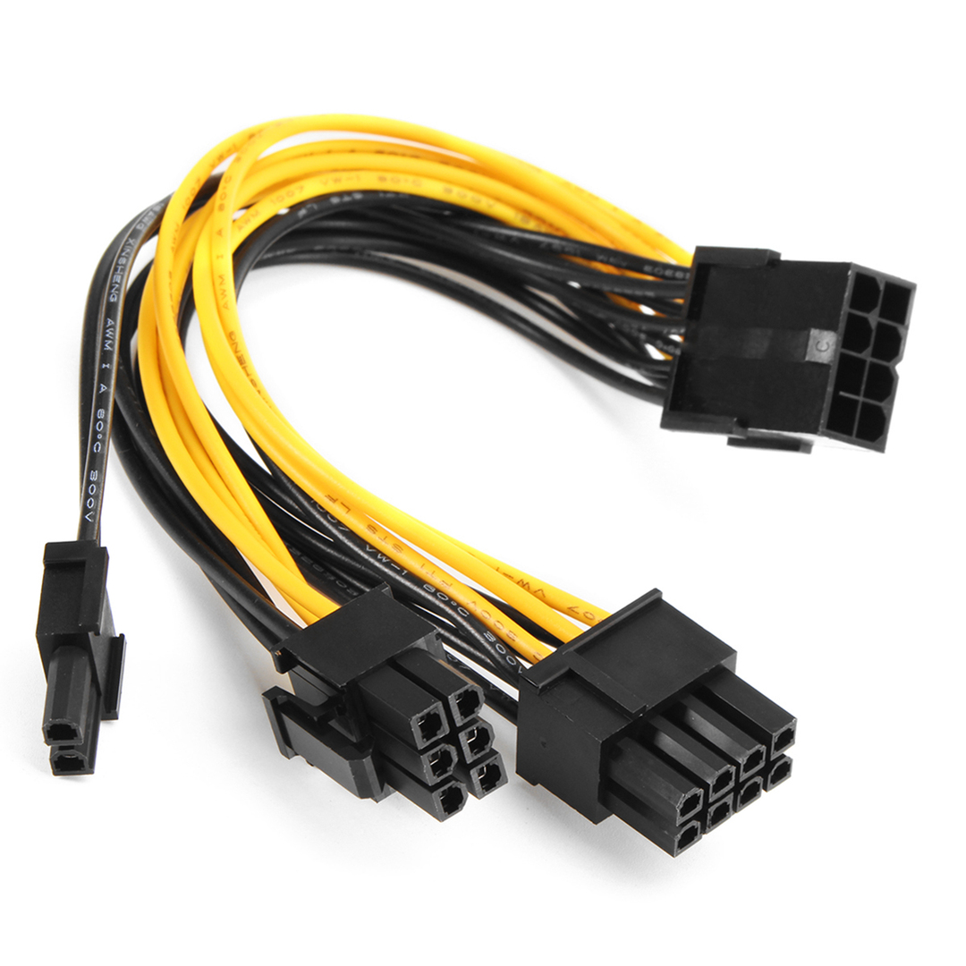 PCIE PCI-E 8 pines a 2x 6 + 2 pines Cable divisor de potencia PCIE PCI Express Splitter Ribbon Miner Cable