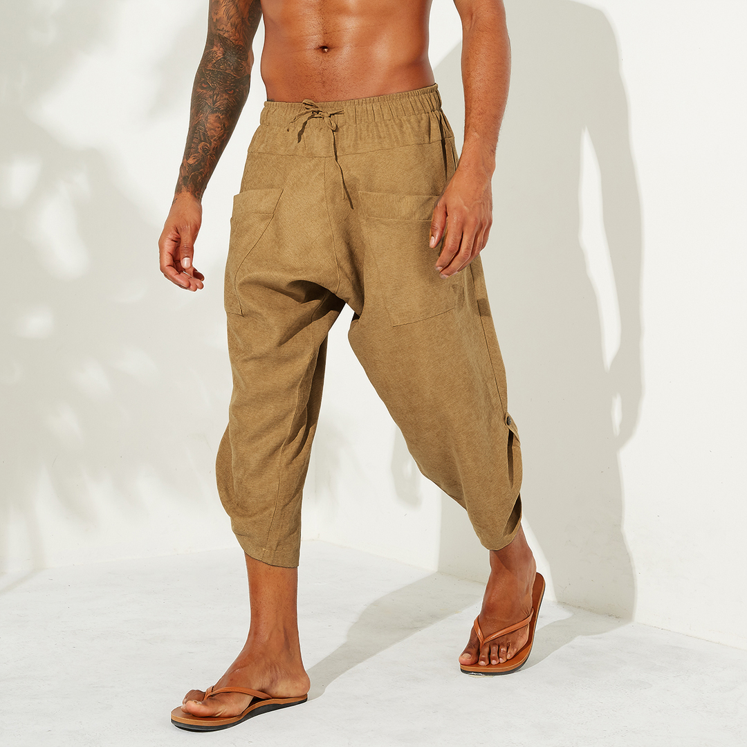 Pantalon décontracté en velours côtelé de couleur unie pour hommes