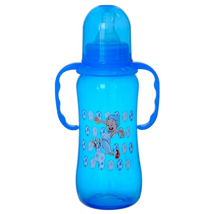 Farbige Babyflasche mit Griffen, 300 ml, 0 mo, blau