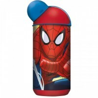 Flasche ergonomischer Spiderman aus Kunststoff. Rotes Spinnennetz (400 ml)