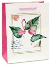 Dovanų maišelis Du rožiniai flamingos, 18x23x10 cm