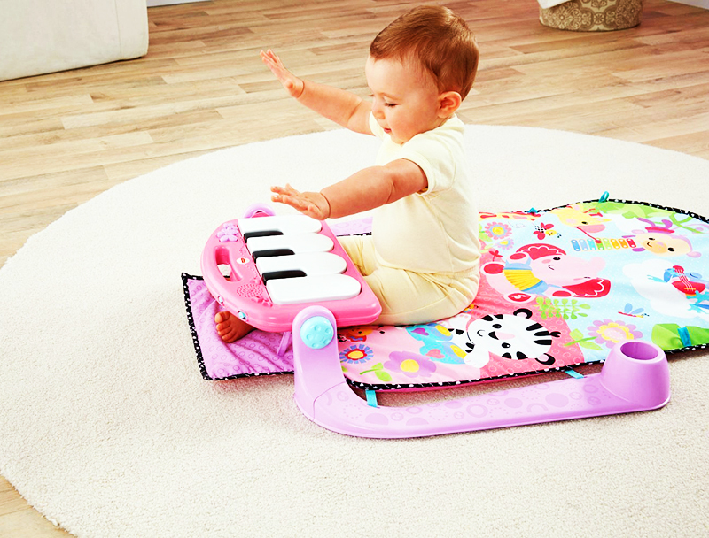 Muzikiniai kilimėliai neturėtų skleisti per daug garsų, kurie gali išgąsdinti jūsų kūdikį.