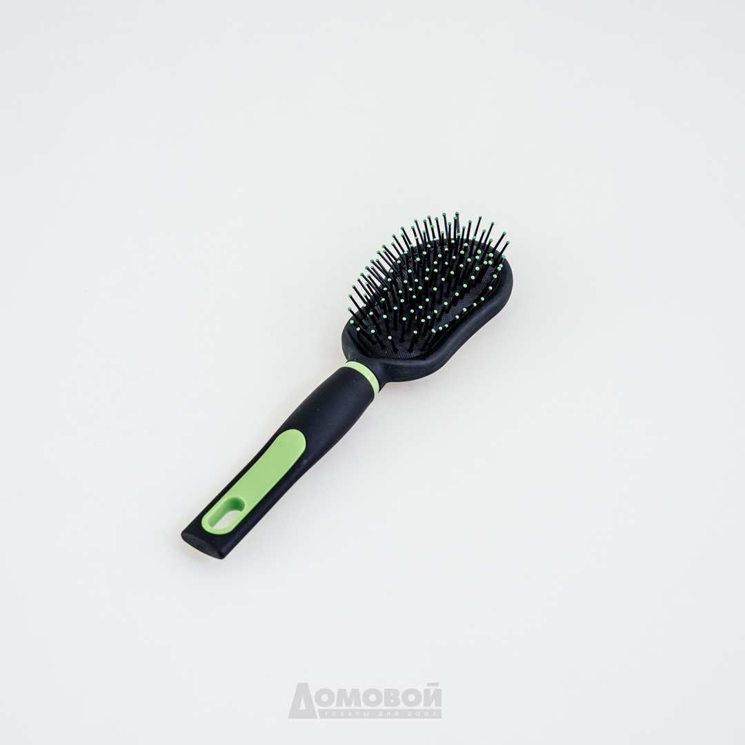 Cepillo-peine para cabello, color negro / verde, plástico