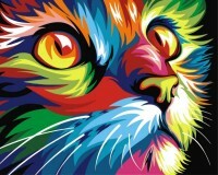 Pintura em tela Gato Arco-íris