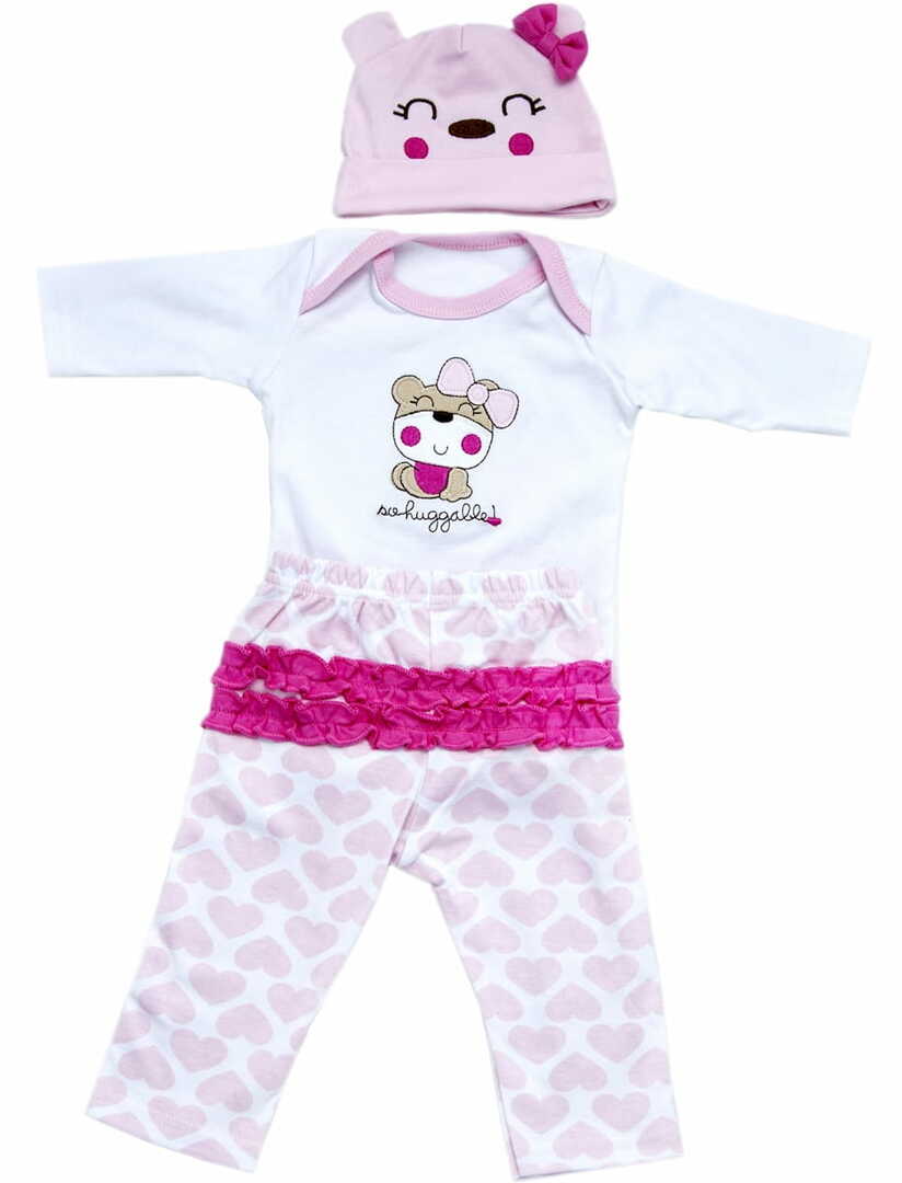 Oblečenie pre bábiky REBORN KIDS súprava Mimi -medveď - 55 cm (body, nohavice, čiapka)