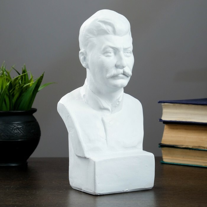 Sztálin mellszobra, fehér, 12x24 cm