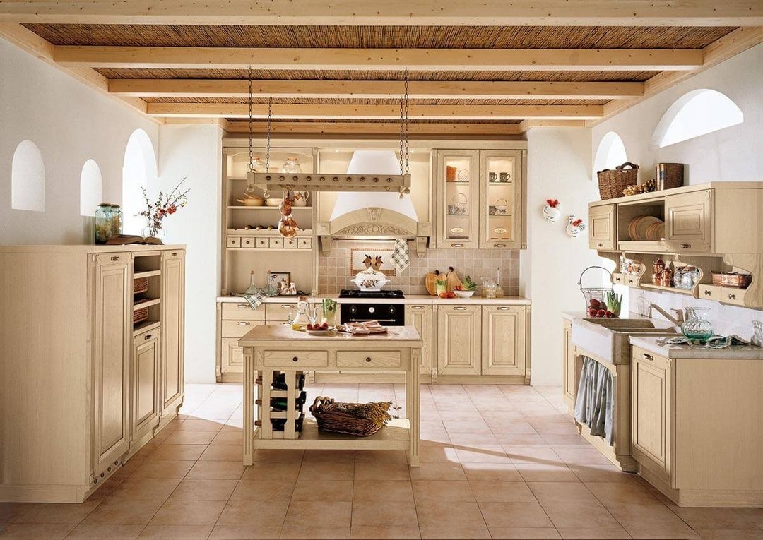 cucina in stile country Beige