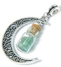 Charms-eurobeads with a pendant Moon with a Bottle, color: aventurine, 57x28x10 mm
