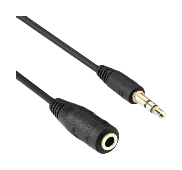Analogový audio kabel NoBrand jack 3,5M - jack 3,5F 3m, černý