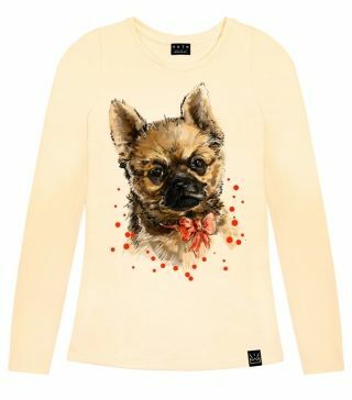 Long sleeve puppy print with bow