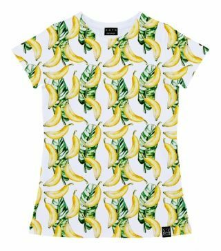 T-shirt för kvinnor 3D Bananer och löv