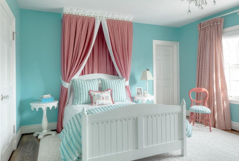 rozā zilā guļamistaba