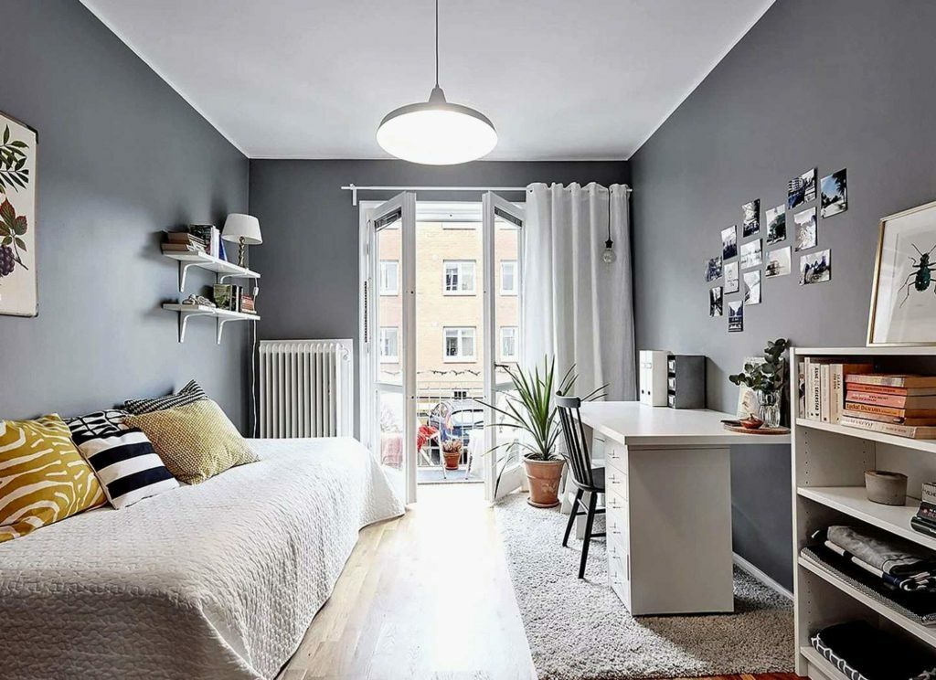 Skandinavisches grau-weißes Zimmer