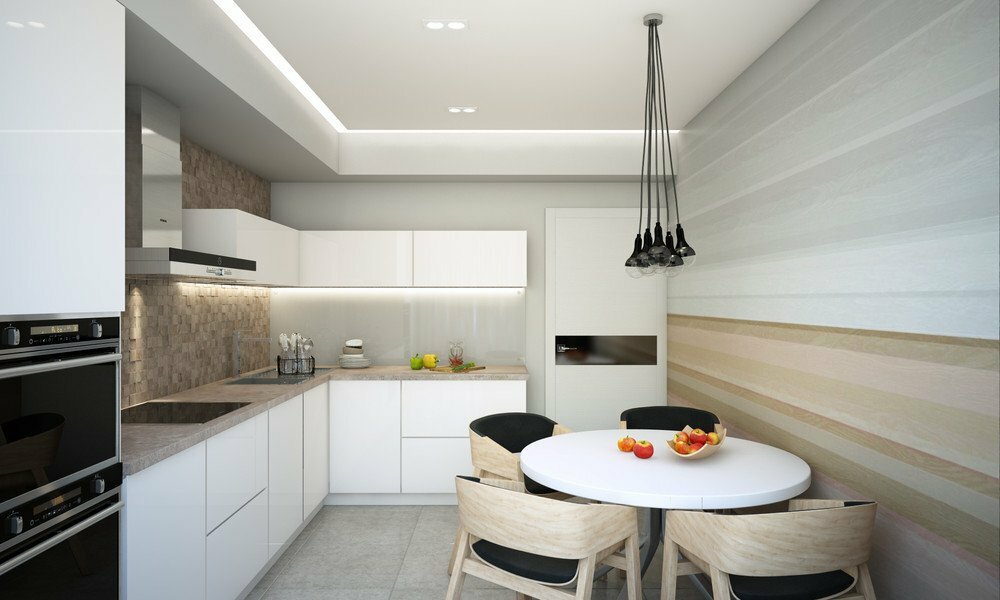 Virtuvė 12 kv m modernus stilius