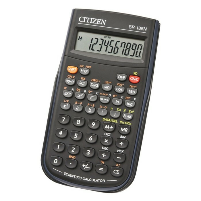 Zinātniskais kalkulators 8 + 2 izmēri, 84 * 154 * 19 mm, darbojas ar baterijām, melns