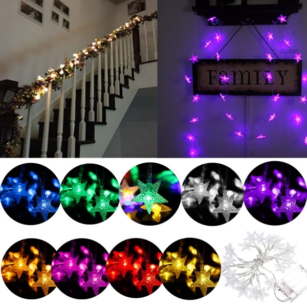 20M LED tündéri fényfüzér LED elemmel működő romantikus csillag karácsonyi parti kert dekorációval