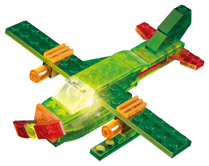 Juego de construcción de plástico Crystaland Glowing 3 en 1 avión, 45 piezas