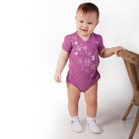 Semi-overall (bodysuit) for barn, farge: burgunder, 3 måneder