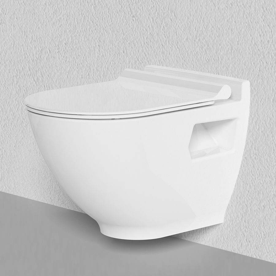 Vegghengt toalett uten kant med bidetfunksjon med mikroløftsete Bien Harmony HRKA052N2VP1W3000