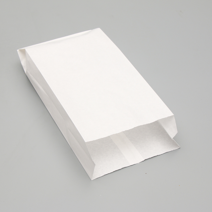 Užpildomas popierinis maišelis, baltas, V formos dugnas, 30 x 14 x 6 cm