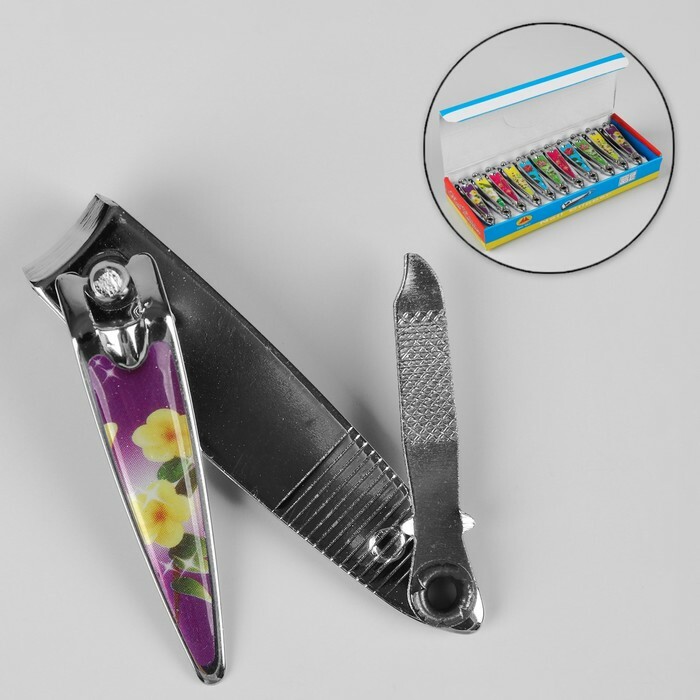 Cążki do strzyżenia manicure, z pilnikiem, 5,5 (± 0,5) cm, kolor MIX