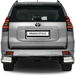 Rear bumper protector d76 + d42 corners Rival for Toyota Land Cruiser Prado 150 restyling (Style) (2019-present), 2 parts, R.5723.005