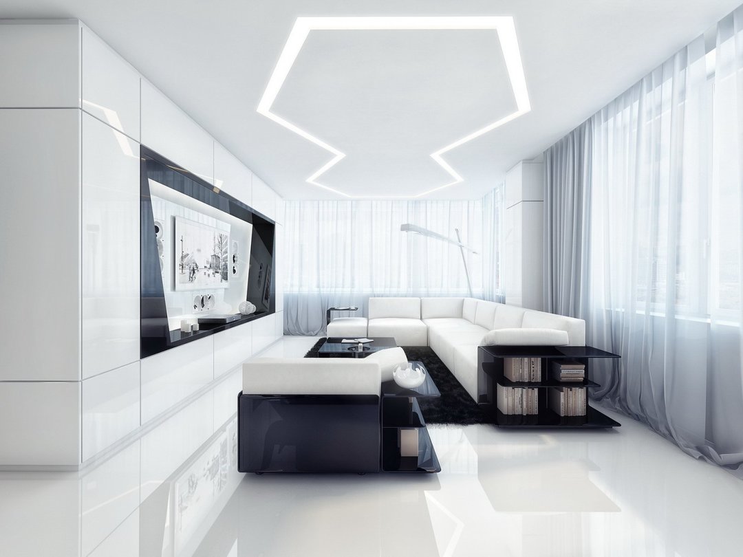 hvidt interiør i lejlighedens foto