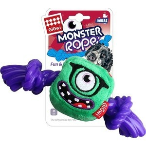 GiGwi Dog Toys Squeak Monster Rope Monster with Rubber Rope for Dogs (75434)
