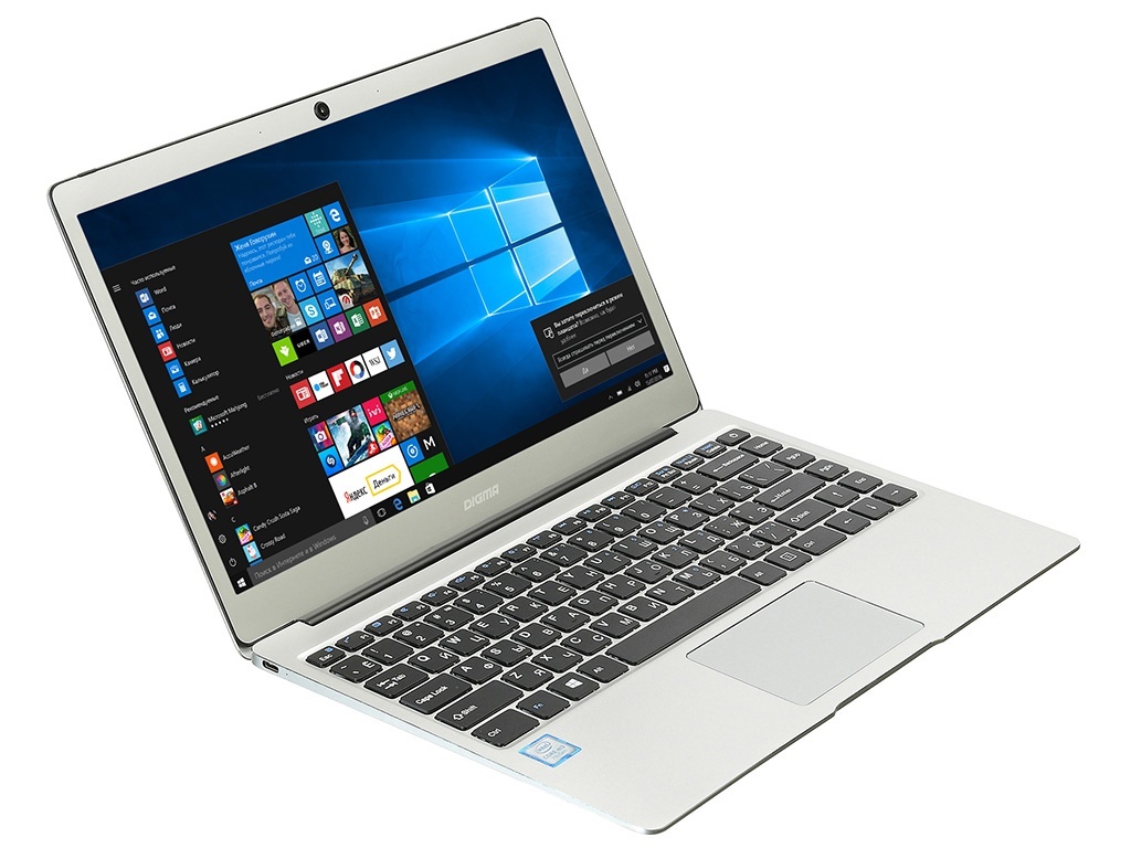 Digma CITI E302 Silver ES3009EW Laptop (Intel Core m3-7Y30 1,0 GHz / 4096 MB / 64 GB SSD / Intel HD Graphics / Wi-Fi / Bluetooth / Cam / 13.3 / 1920x1080 / Windows 10 Home 64-Bit)