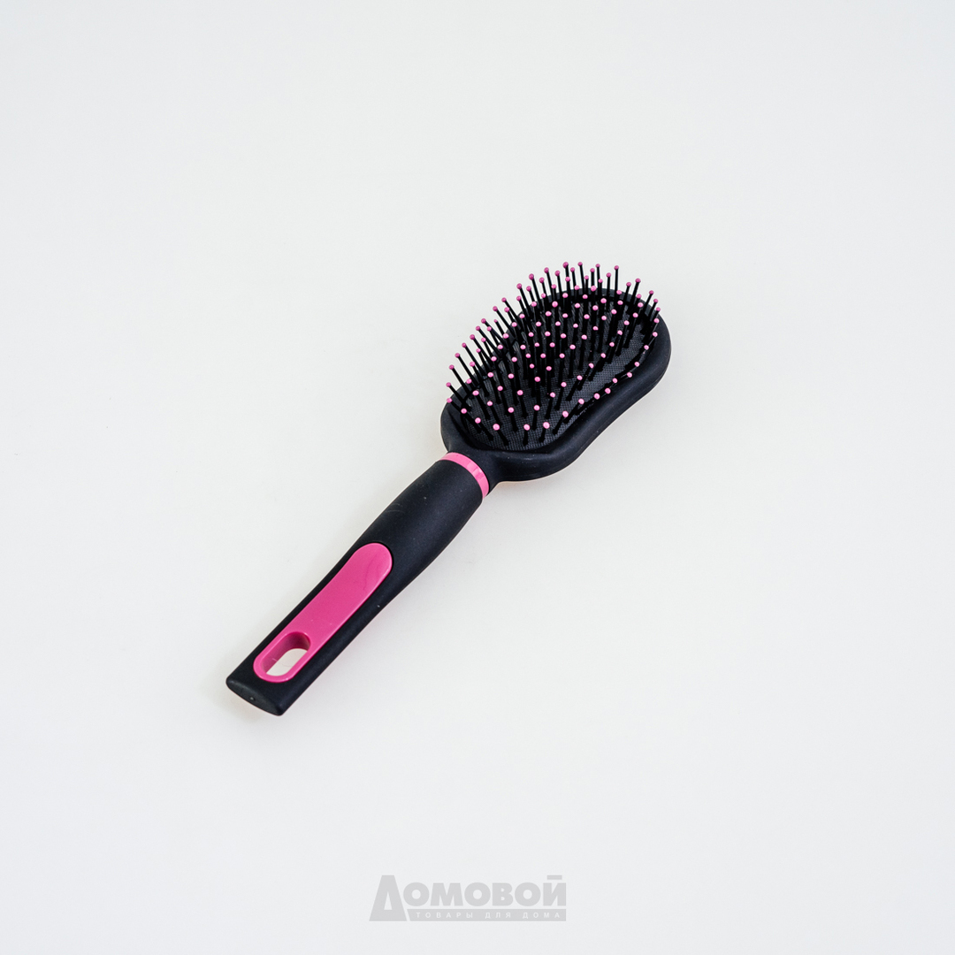 Cepillo-peine para cabello, color negro / rosa, plástico